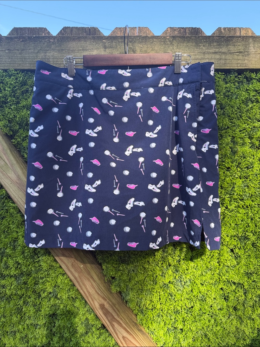 Izod Navy Golf  Mini Skirt with Pink & White Print